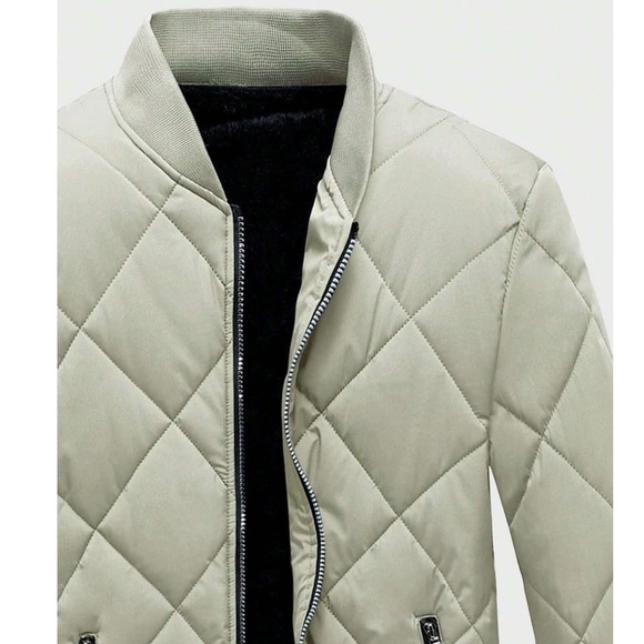 Men’s Zip Up Quilted Fleece Lined Jacket - Picture 7 of 11